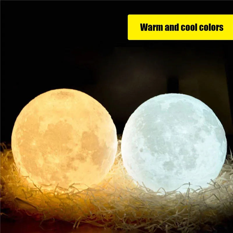 3D Moon Lamp – Rechargeable LED Touch Night Light