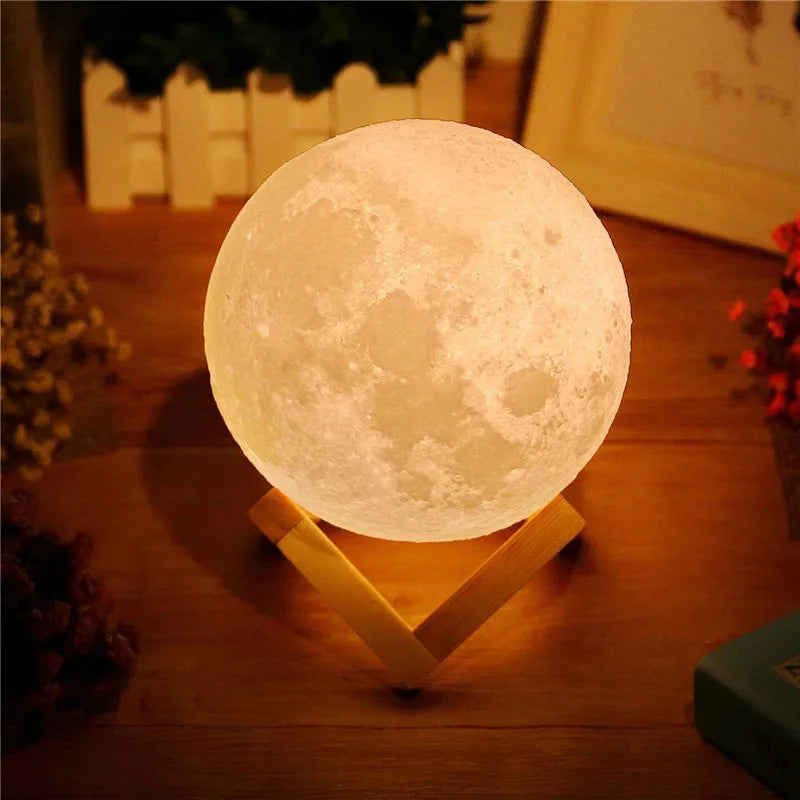 3D Moon Lamp – Rechargeable LED Touch Night Light