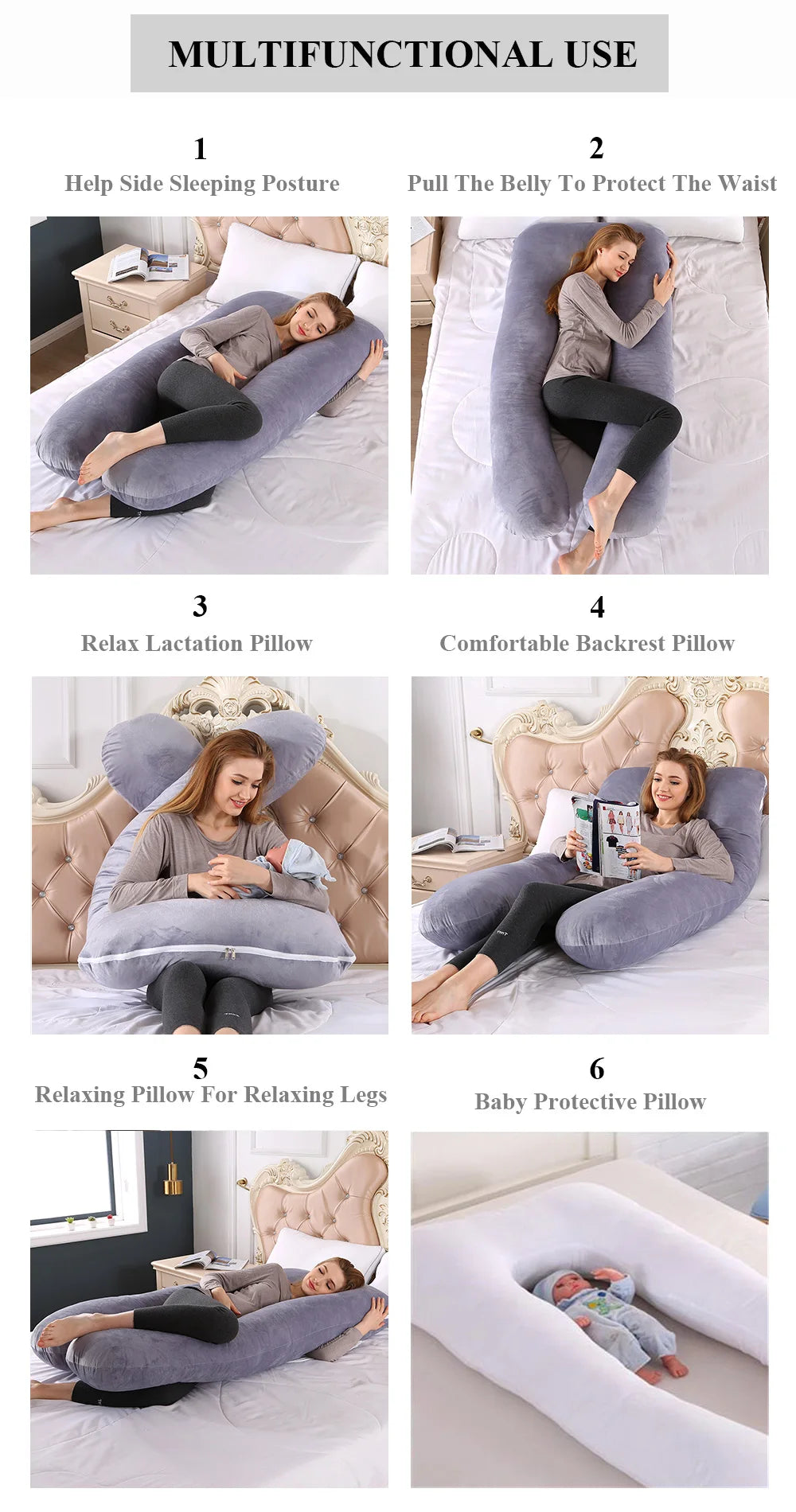 PANGDUBE Pregnancy & Nursing Pillow – 130×70cm