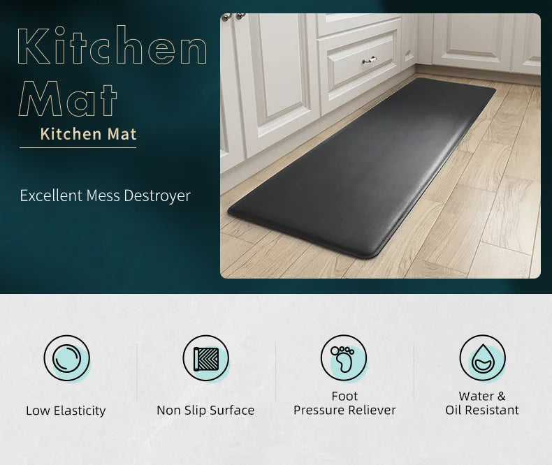 Anti-Fatigue Kitchen Mat – 12mm Cushioned Non-Slip PVC Rug