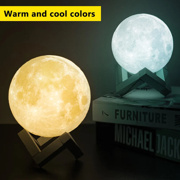 3D Moon Lamp – Rechargeable LED Touch Night Light