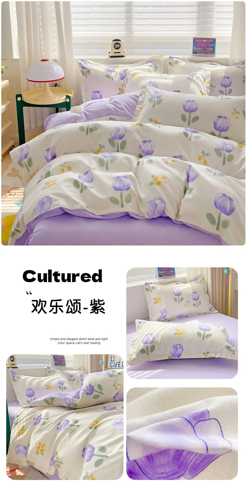 4-Piece Cotton Bedding Set – Fresh Girly Style Comforter Set
