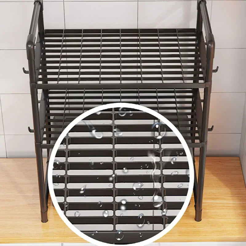 Multi-Layer Kitchen Storage Rack – Condiment & Microwave Organizer