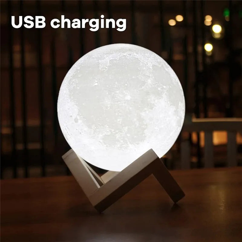 3D Moon Lamp – Rechargeable LED Touch Night Light