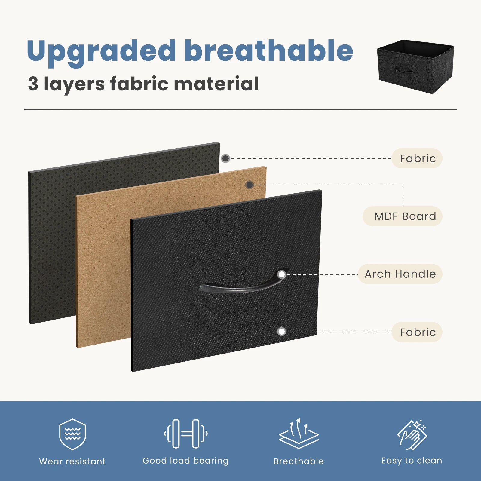 JHK 7-Drawer Fabric Storage Dresser