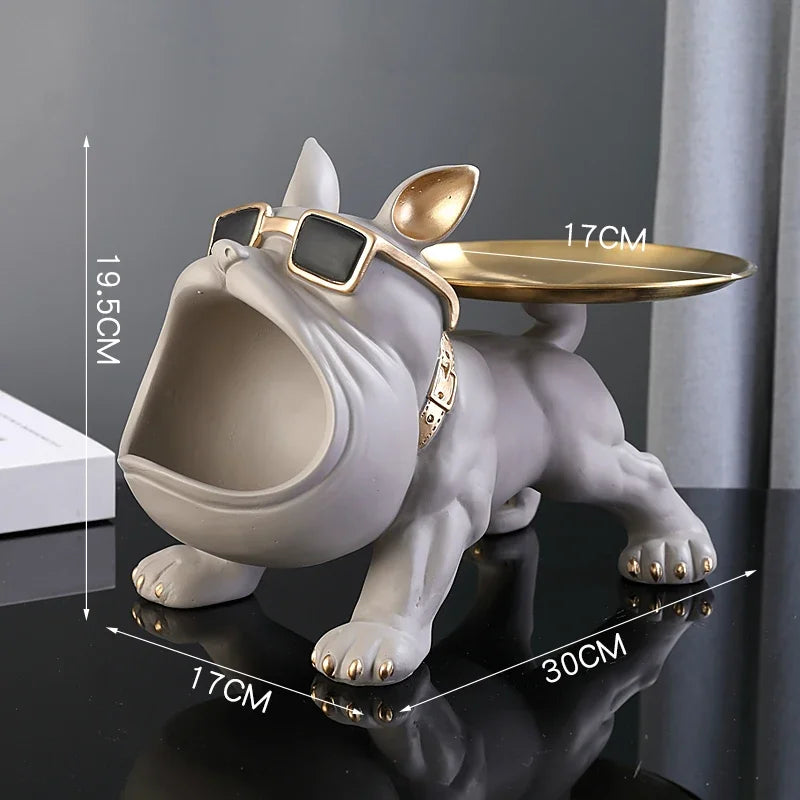 30cm Bulldog Figurine – Resin Dog Statue & Storage Box Ornament