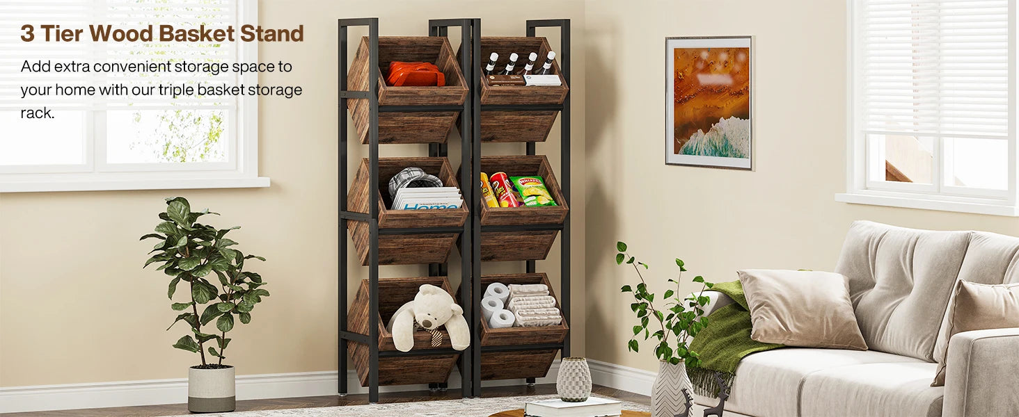 Tribesigns Wine Rack Freestanding Floor, 3 Tier Wooden Wine Storage Stand, Wobble-Free Wine Holder Display Shelf