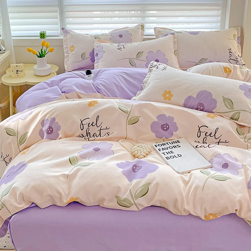 4-Piece Cotton Bedding Set – Fresh Girly Style Comforter Set