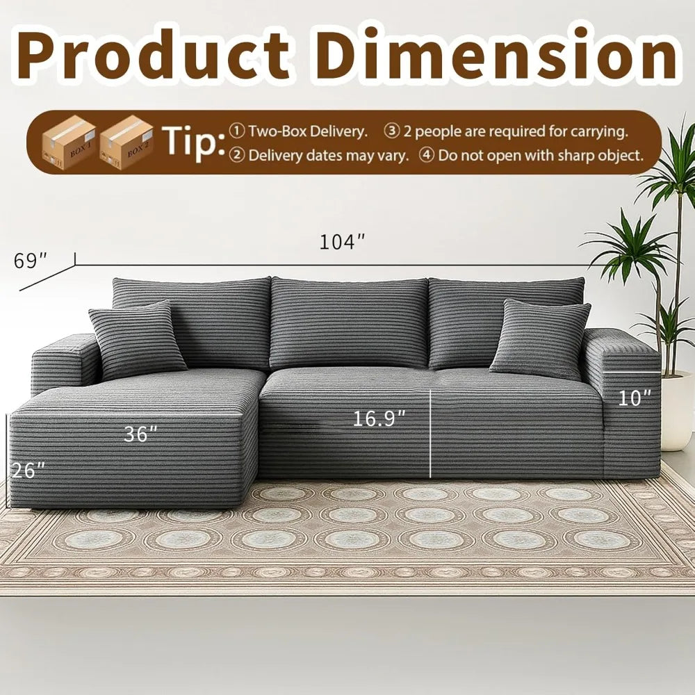 Cloud Sectional L-Shaped Sofa – Modern Modular Deep-Seat Couch