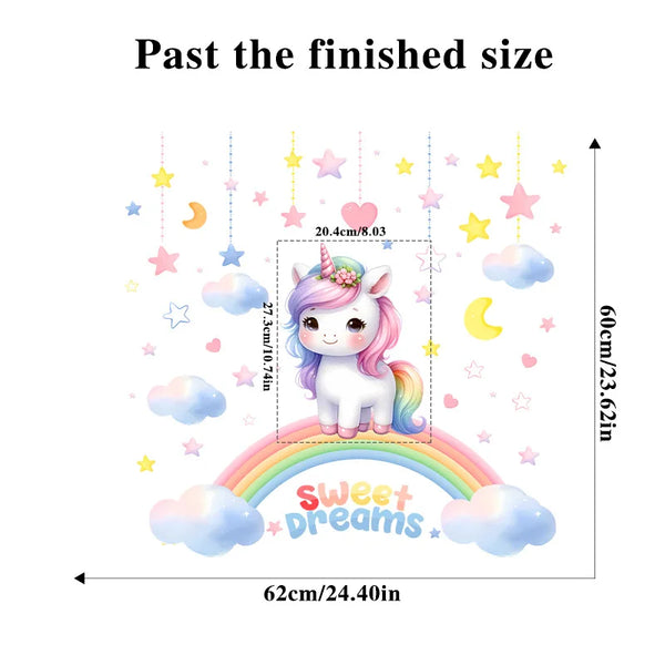 Unicorn Rainbow Wall Sticker – Self-Adhesive Kids Room Decor