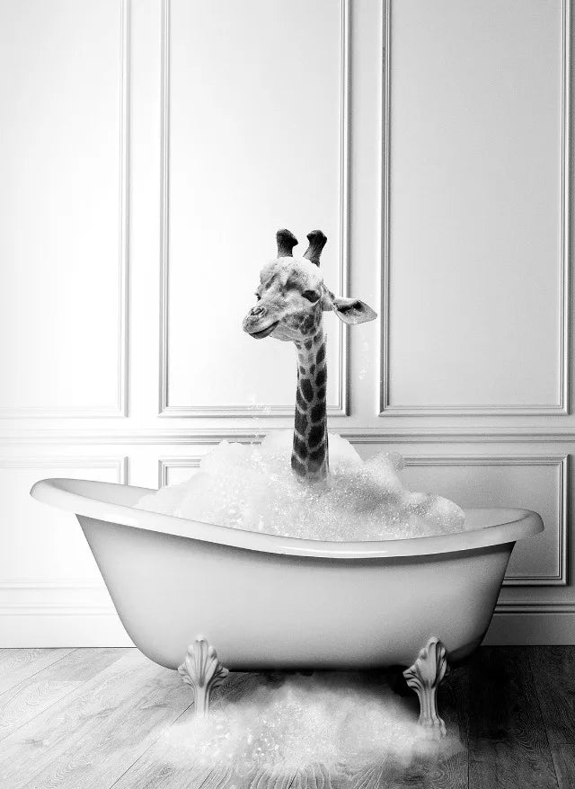 Animal Bath In Bathtub Poster Canvas