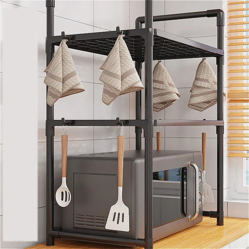 Multi-Layer Kitchen Storage Rack – Condiment & Microwave Organizer