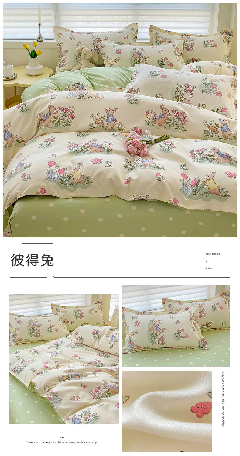 4-Piece Cotton Bedding Set – Fresh Girly Style Comforter Set