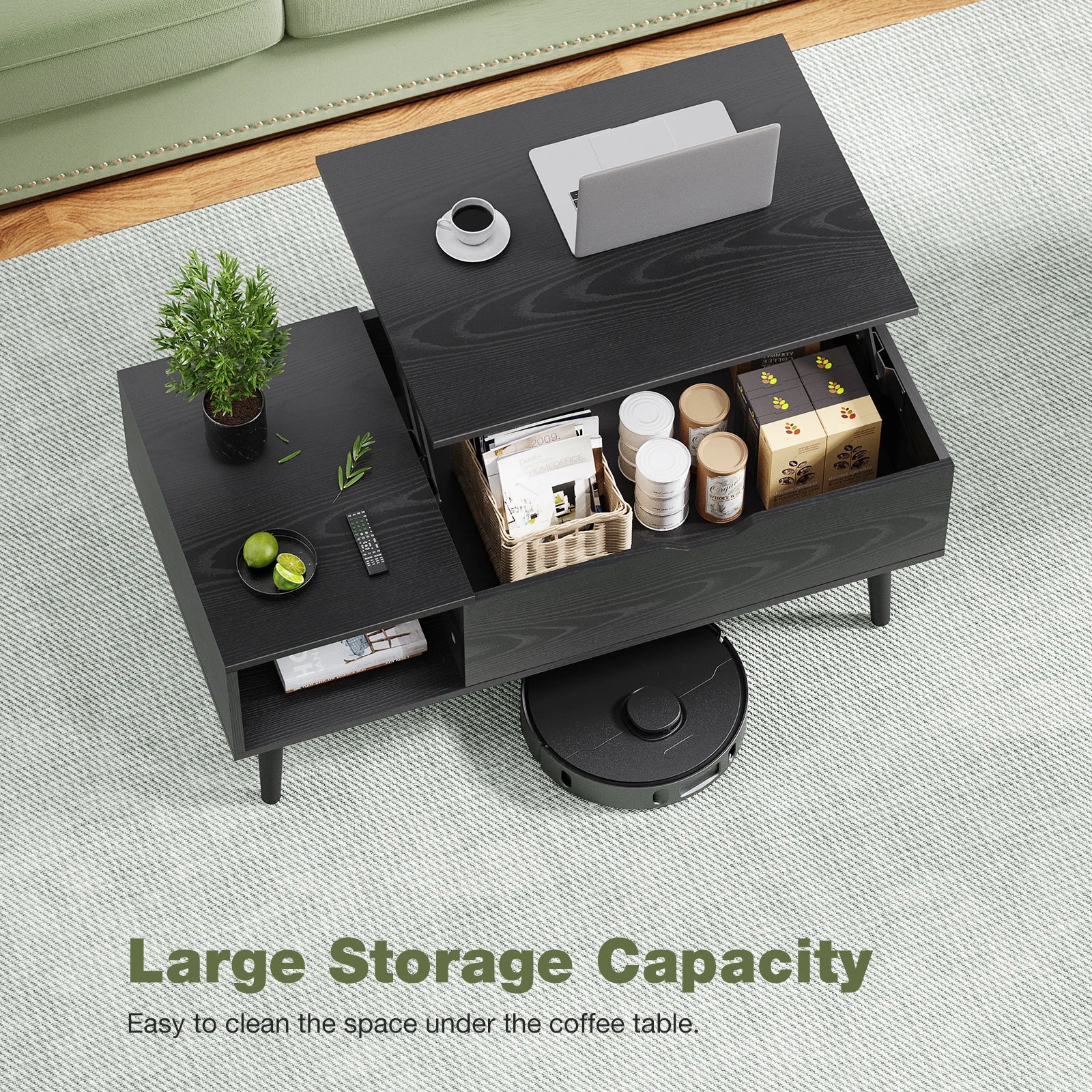 JHK Lift-Top Coffee Table – Adjustable Storage Living Room Desk