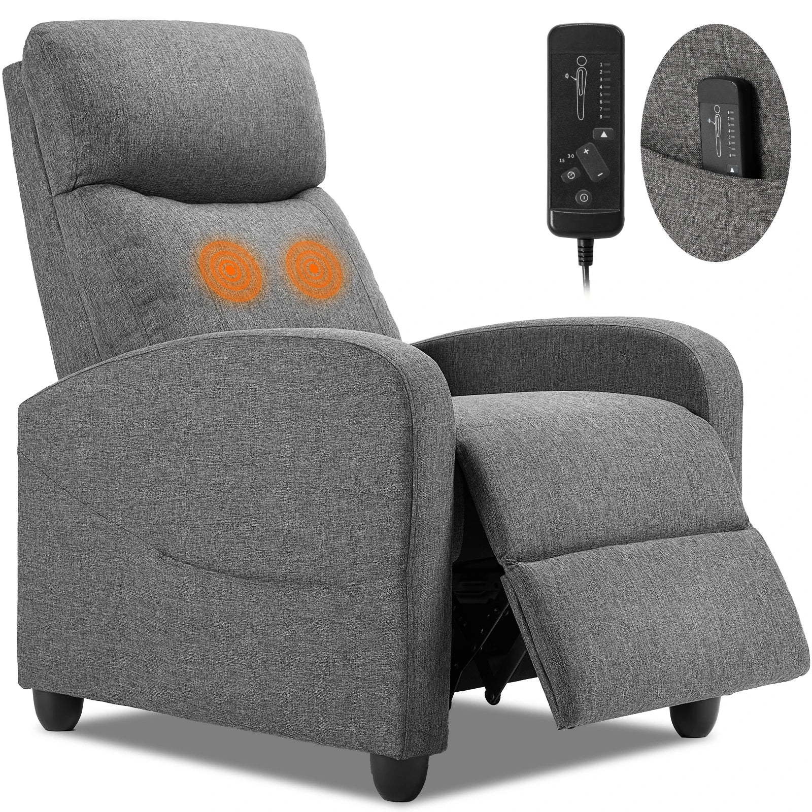JHK Recliner Massage Sofa – Adjustable Fabric Living Room Chair