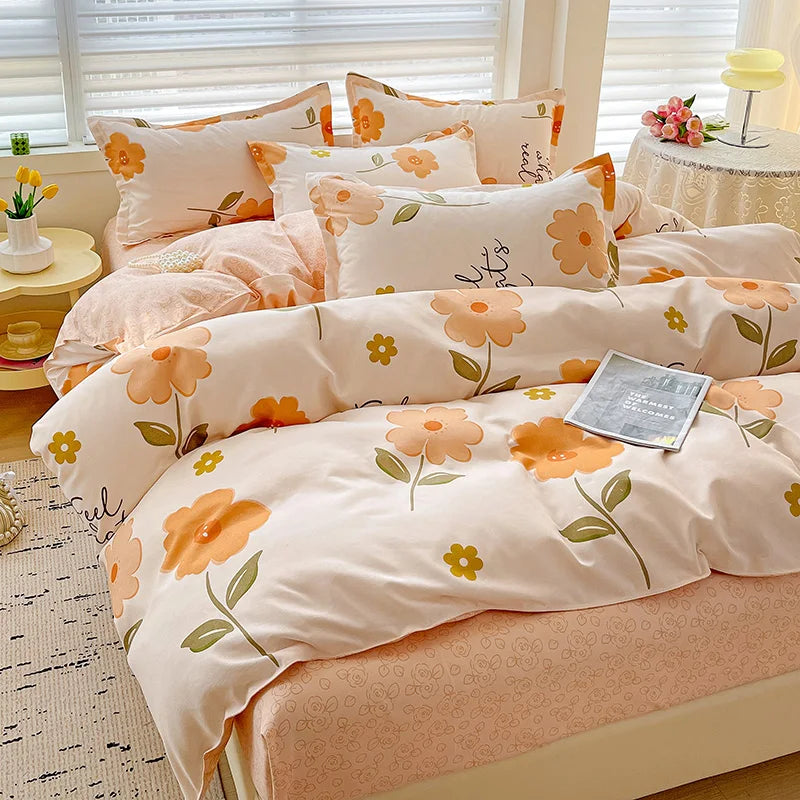 4-Piece Cotton Bedding Set – Fresh Girly Style Comforter Set