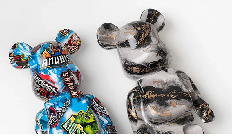 27cm Graffiti Bear Figurine – Abstract Home Decor & Money Jar