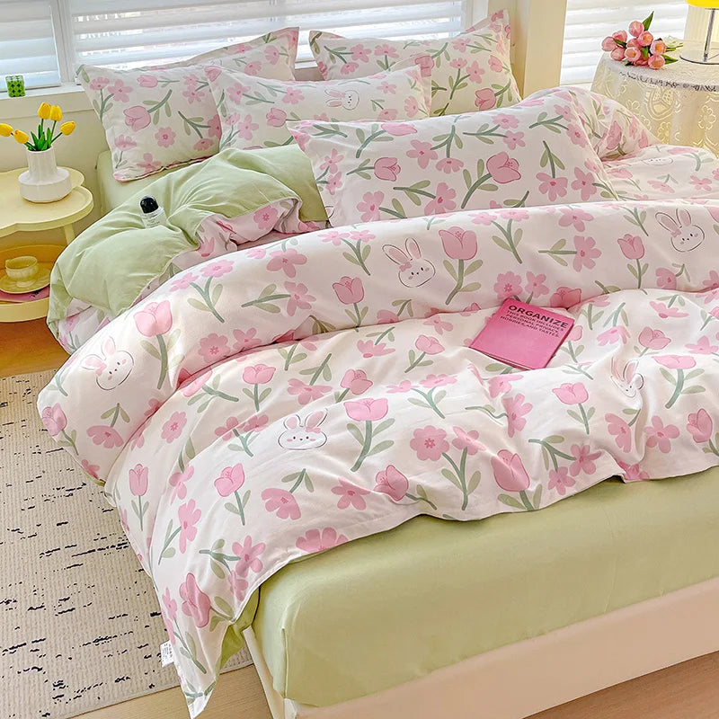 4-Piece Cotton Bedding Set – Fresh Girly Style Comforter Set