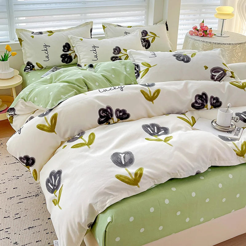 4-Piece Cotton Bedding Set – Fresh Girly Style Comforter Set
