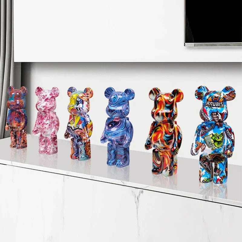 27cm Graffiti Bear Figurine – Abstract Home Decor & Money Jar