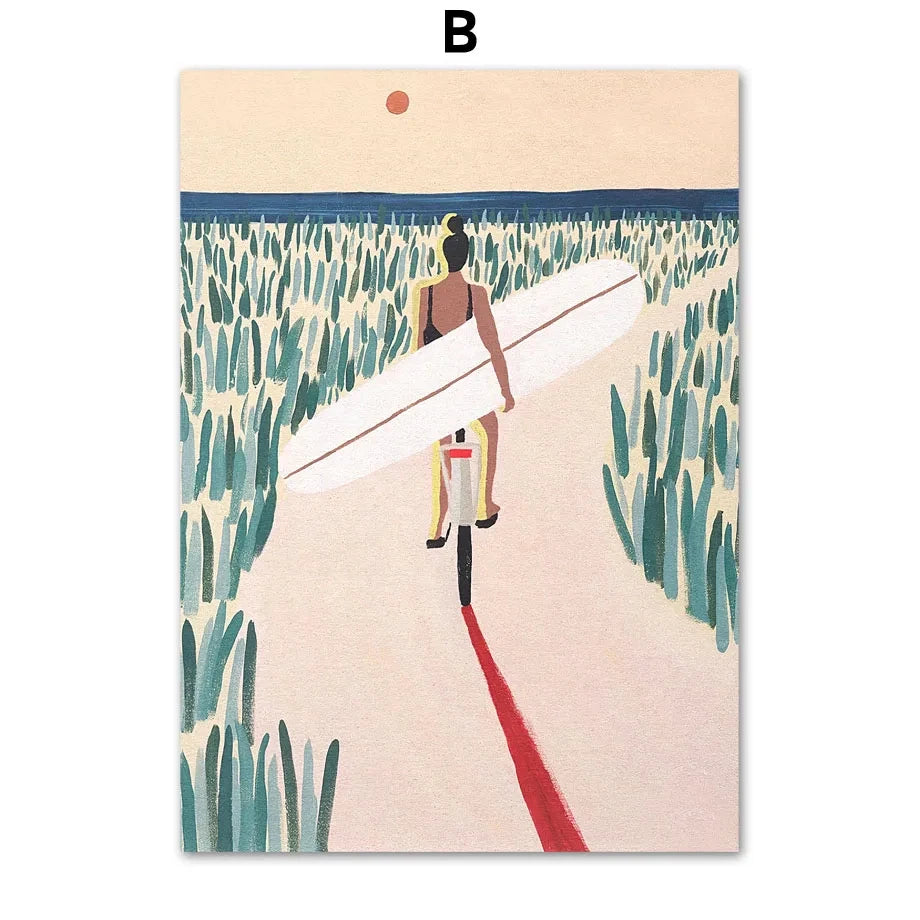 Beach Boho Canvas – Minimalist Surf & Sun Wall Art Print