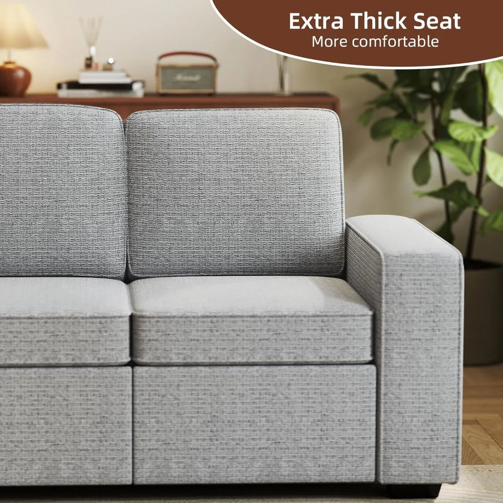 80" Modern 3-Seater Chenille Sofa