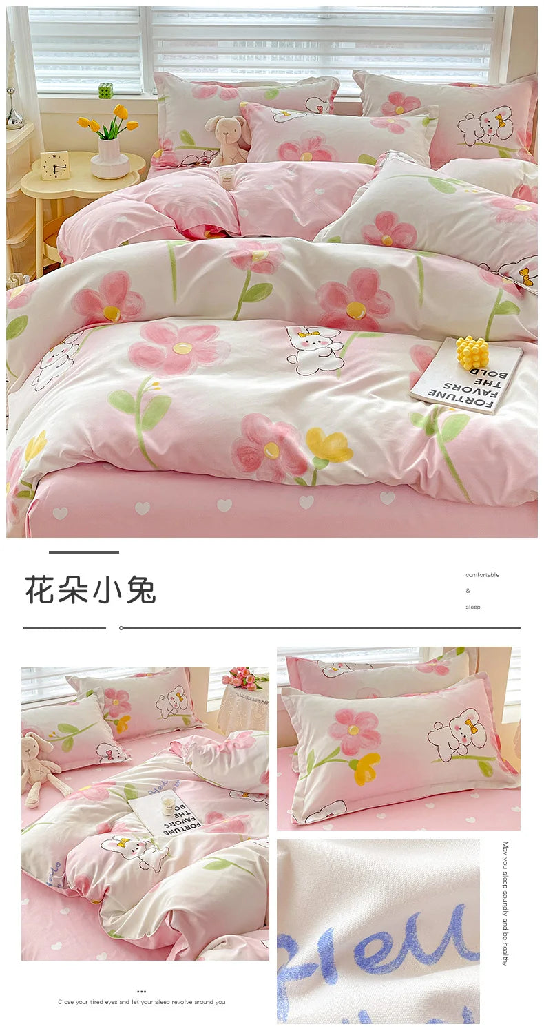 4-Piece Cotton Bedding Set – Fresh Girly Style Comforter Set