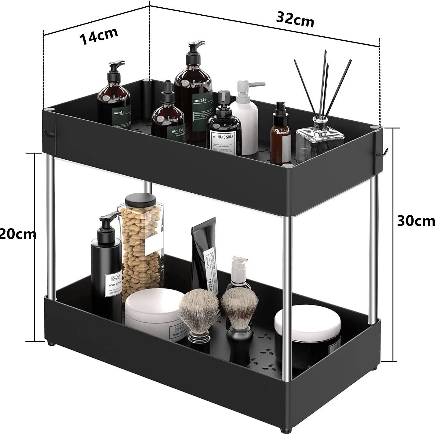 2-Tier Under Sink Sliding Organizer – Hanging Cabinet Storage Rack