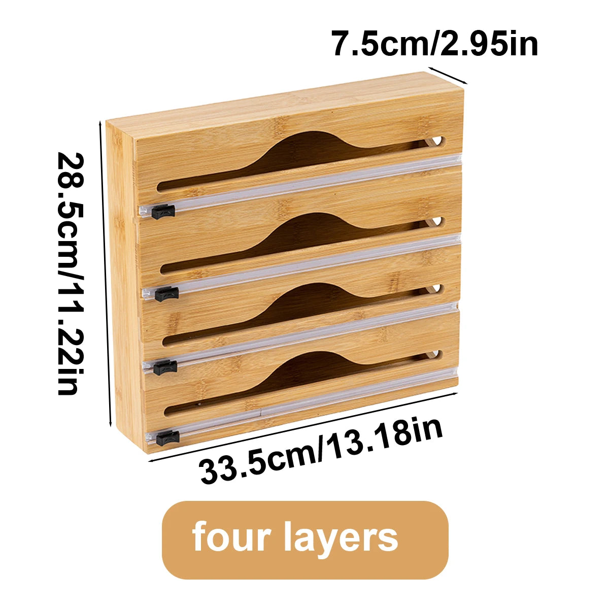 Bamboo Kitchen Wrap Dispenser – Foil & Cling Film Cutter Box