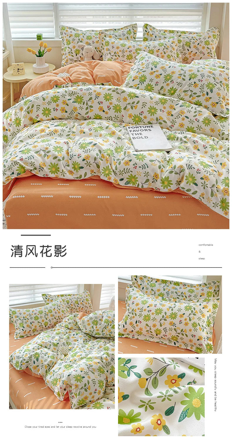 4-Piece Cotton Bedding Set – Fresh Girly Style Comforter Set