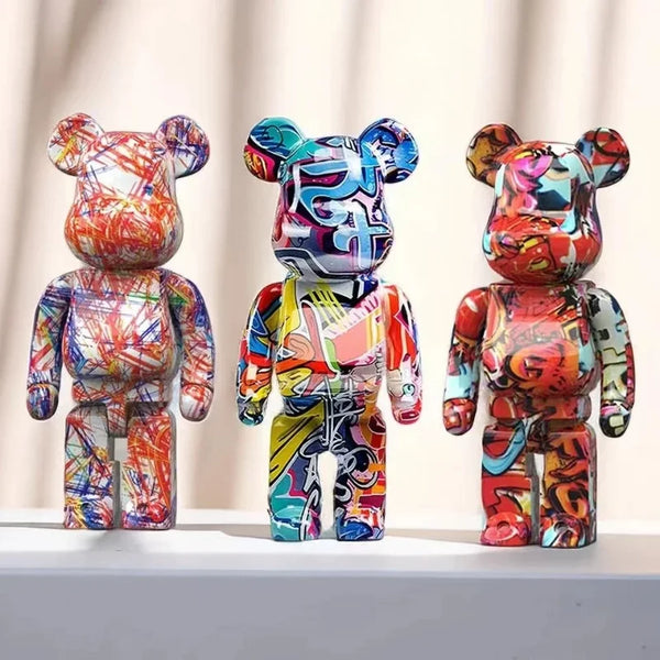 27cm Graffiti Bear Figurine – Abstract Home Decor & Money Jar