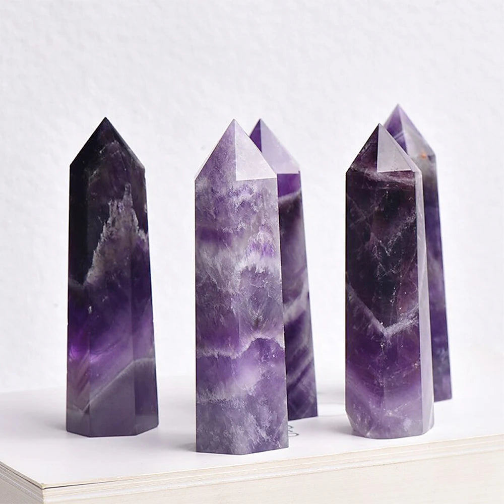 Natural Crystal Point Wands – Rose Quartz & Amethyst Mineral Decor