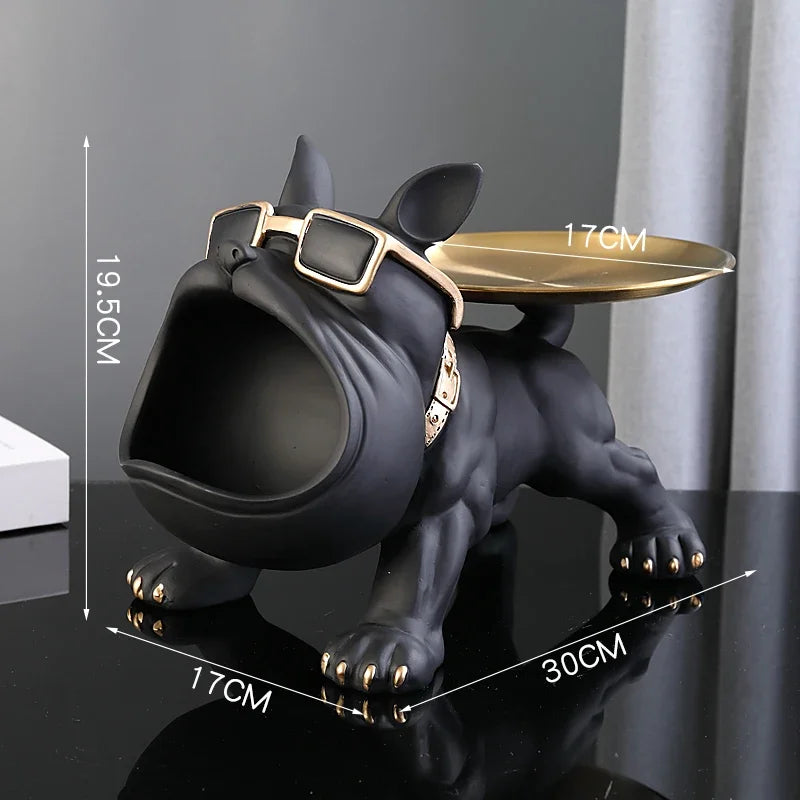 30cm Bulldog Figurine – Resin Dog Statue & Storage Box Ornament