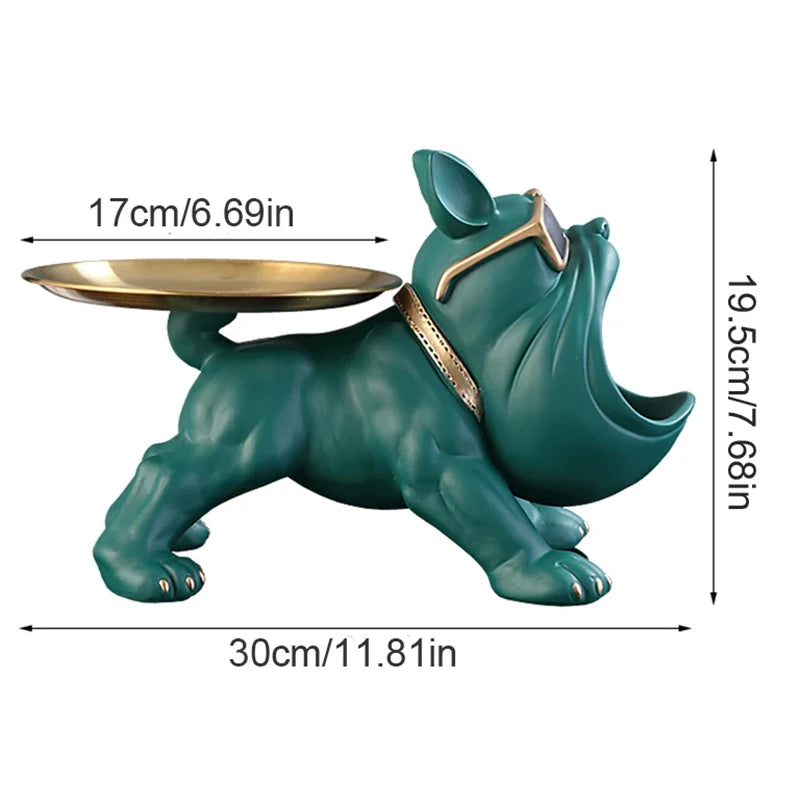 30cm Bulldog Figurine – Resin Dog Statue & Storage Box Ornament