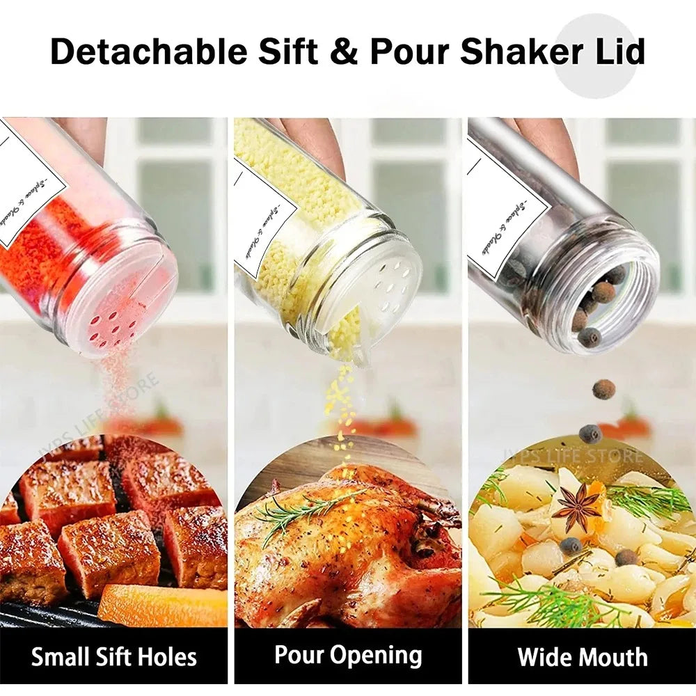 12-Piece Glass Spice Jar Set – Bamboo Lids with Labels & Funnel