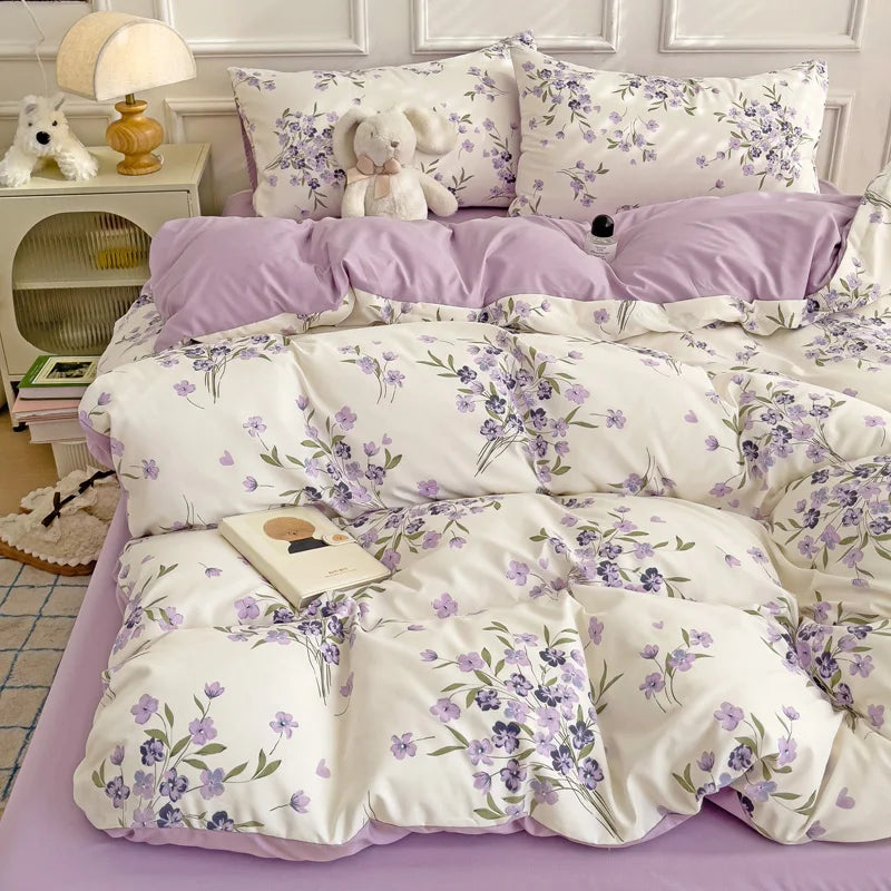 3-Piece Plant Print Duvet Set – Duvet Cover with Pillowcases
