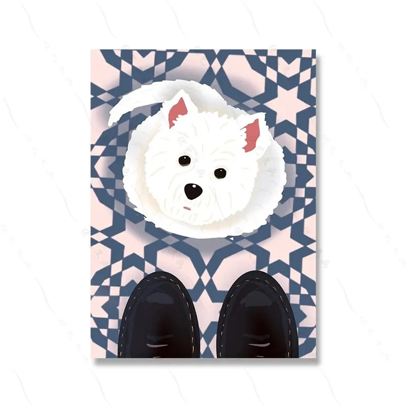 Polar Bear & Dog Canvas – Minimalist Toilet Wall Art