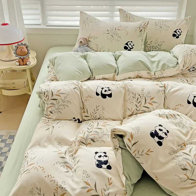 3-Piece Plant Print Duvet Set – Duvet Cover with Pillowcases