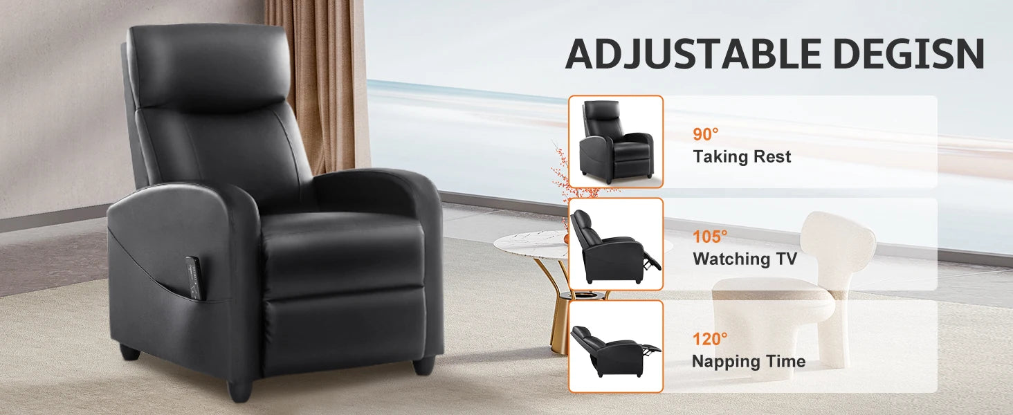 JHK Recliner Massage Sofa – Adjustable Fabric Living Room Chair