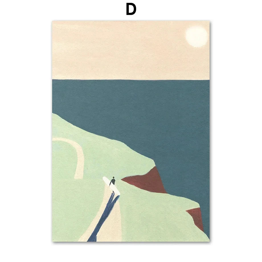 Beach Boho Canvas – Minimalist Surf & Sun Wall Art Print