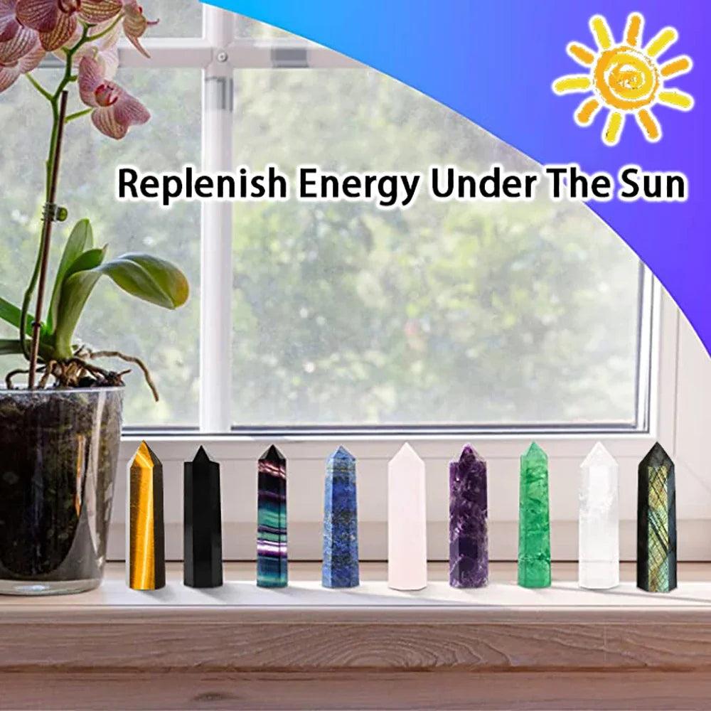 Natural Crystal Point Wands – Rose Quartz & Amethyst Mineral Decor