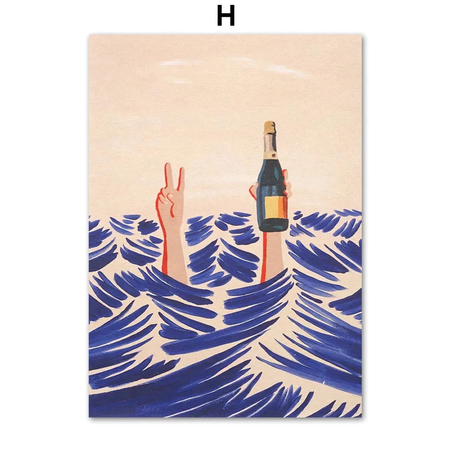 Beach Boho Canvas – Minimalist Surf & Sun Wall Art Print
