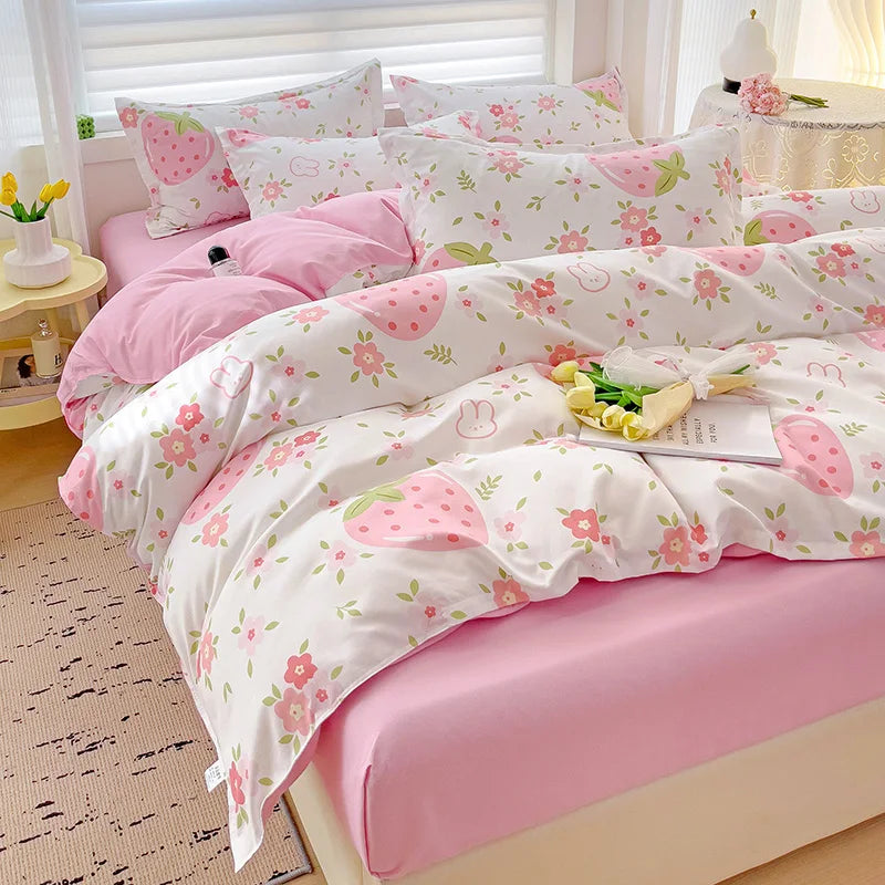 4-Piece Cotton Bedding Set – Fresh Girly Style Comforter Set