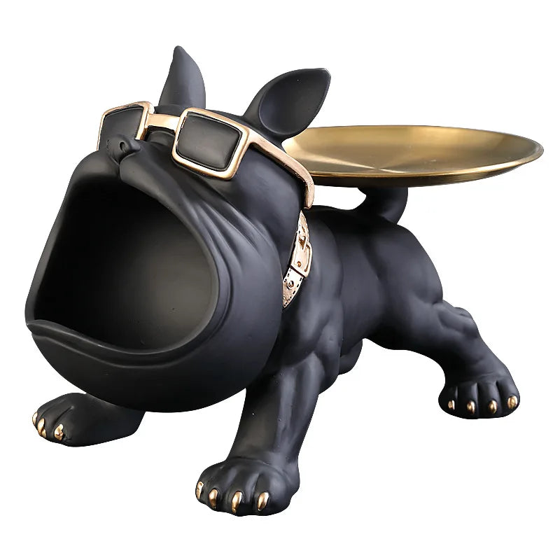 30cm Bulldog Figurine – Resin Dog Statue & Storage Box Ornament