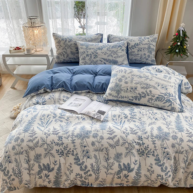 3-Piece Plant Print Duvet Set – Duvet Cover with Pillowcases