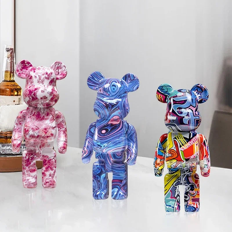 27cm Graffiti Bear Figurine – Abstract Home Decor & Money Jar