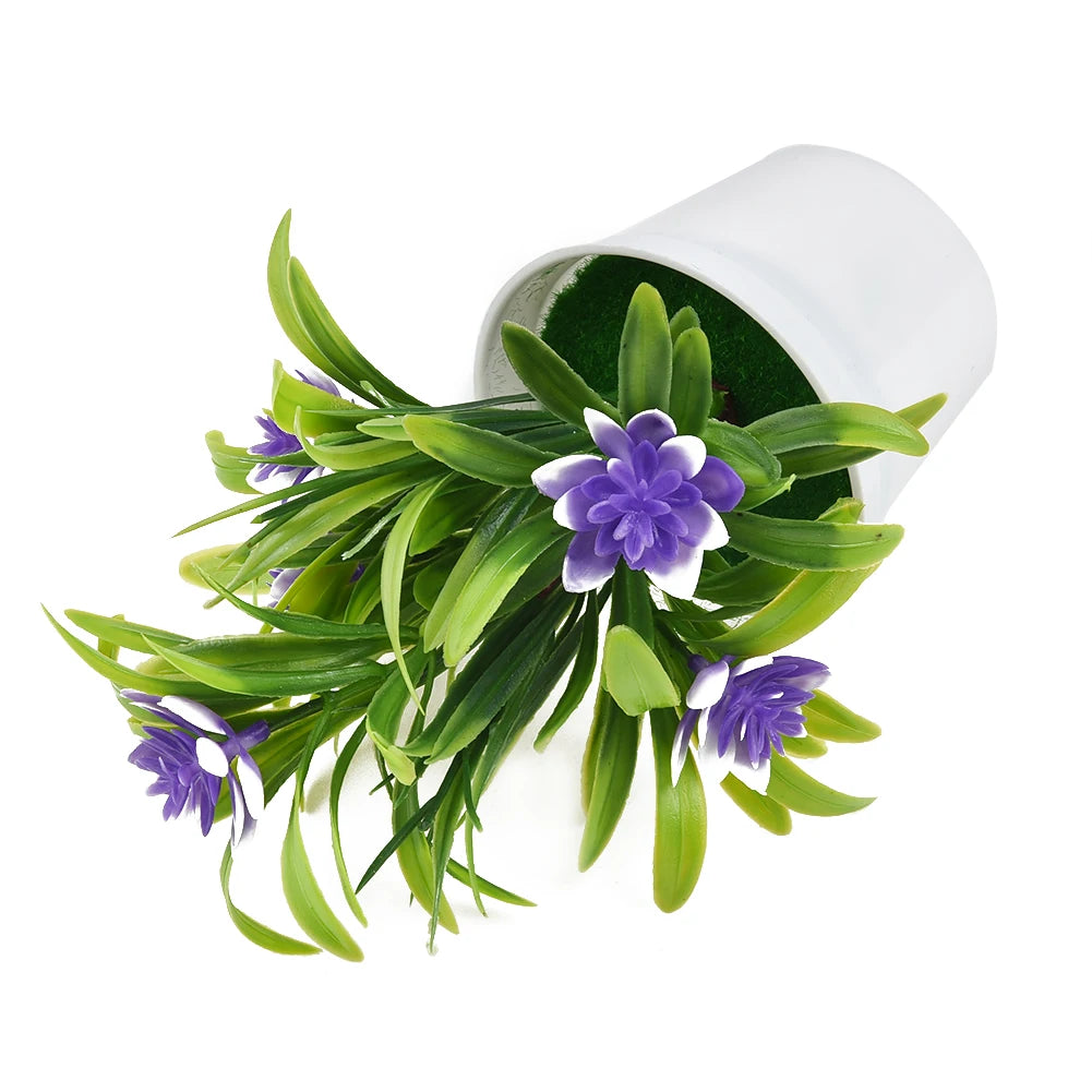 Artificial Flower Plant Pot – Fake Plastic Flowers for Home & Office Decor