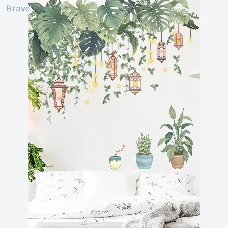 Green Tropical Leaves Wall Stickers