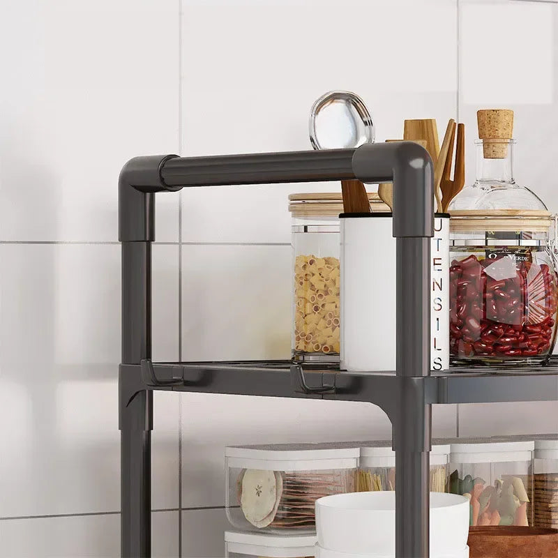 Multi-Layer Kitchen Storage Rack – Condiment & Microwave Organizer