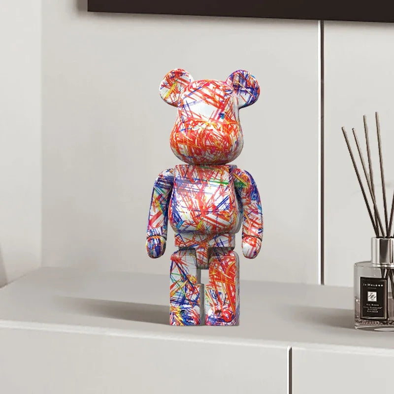 27cm Graffiti Bear Figurine – Abstract Home Decor & Money Jar